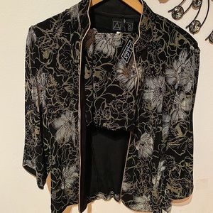 elegant 2 piece glitzy blazer jacket and shirt.